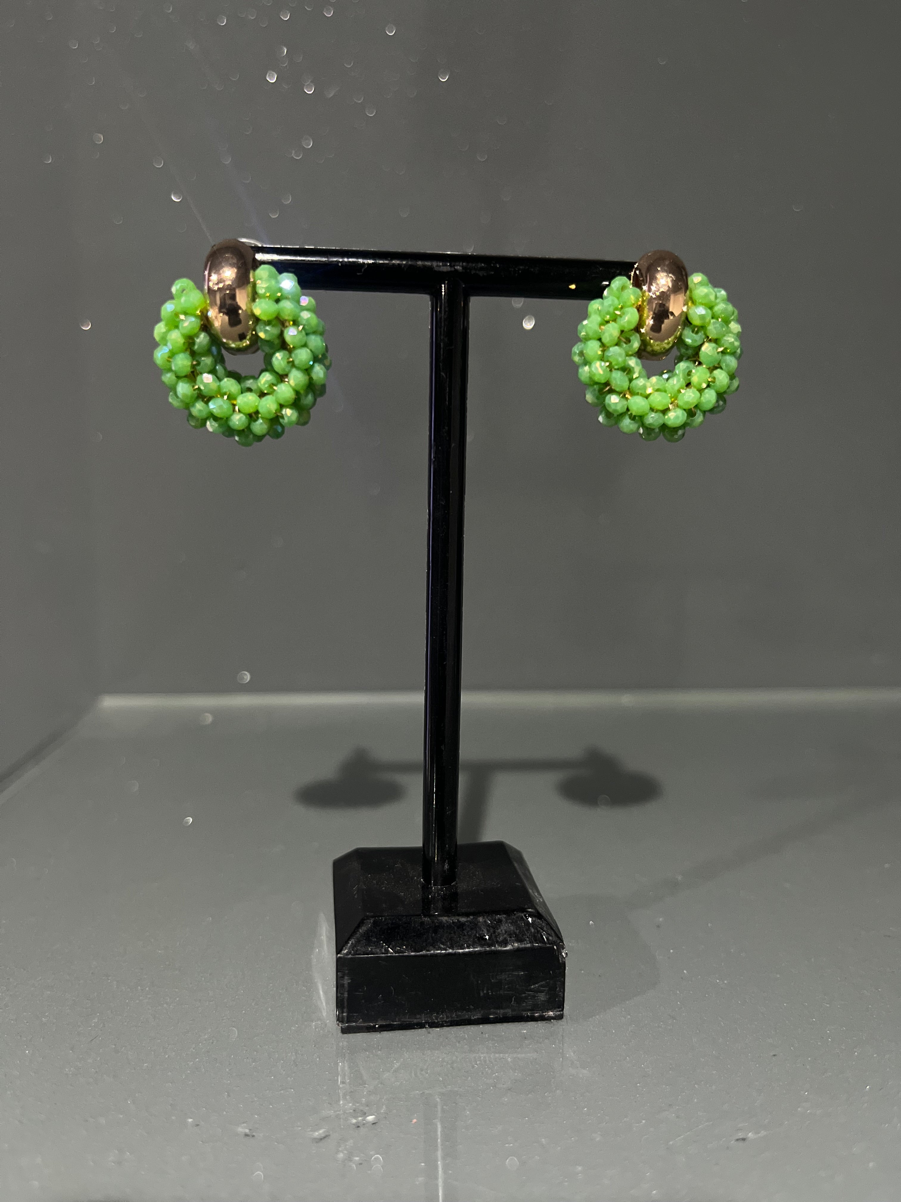Green Beaded Stud Earring