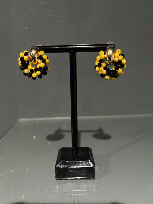 Black & Yellow Beaded Stud Earring