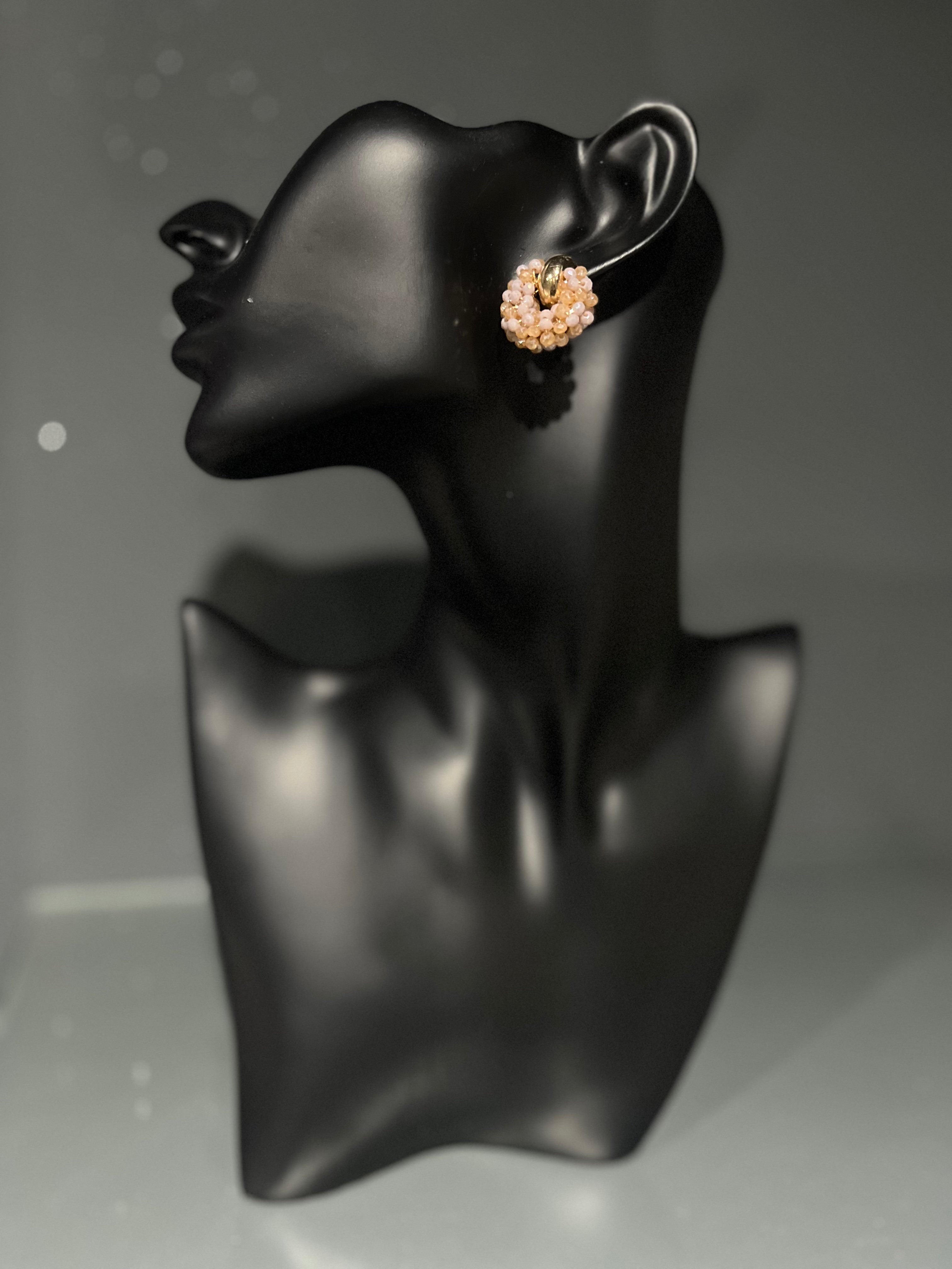 Champagne & Gold Beaded Stud Earring