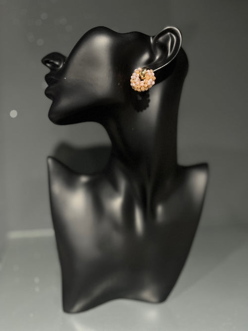 Champagne & Gold Beaded Stud Earring