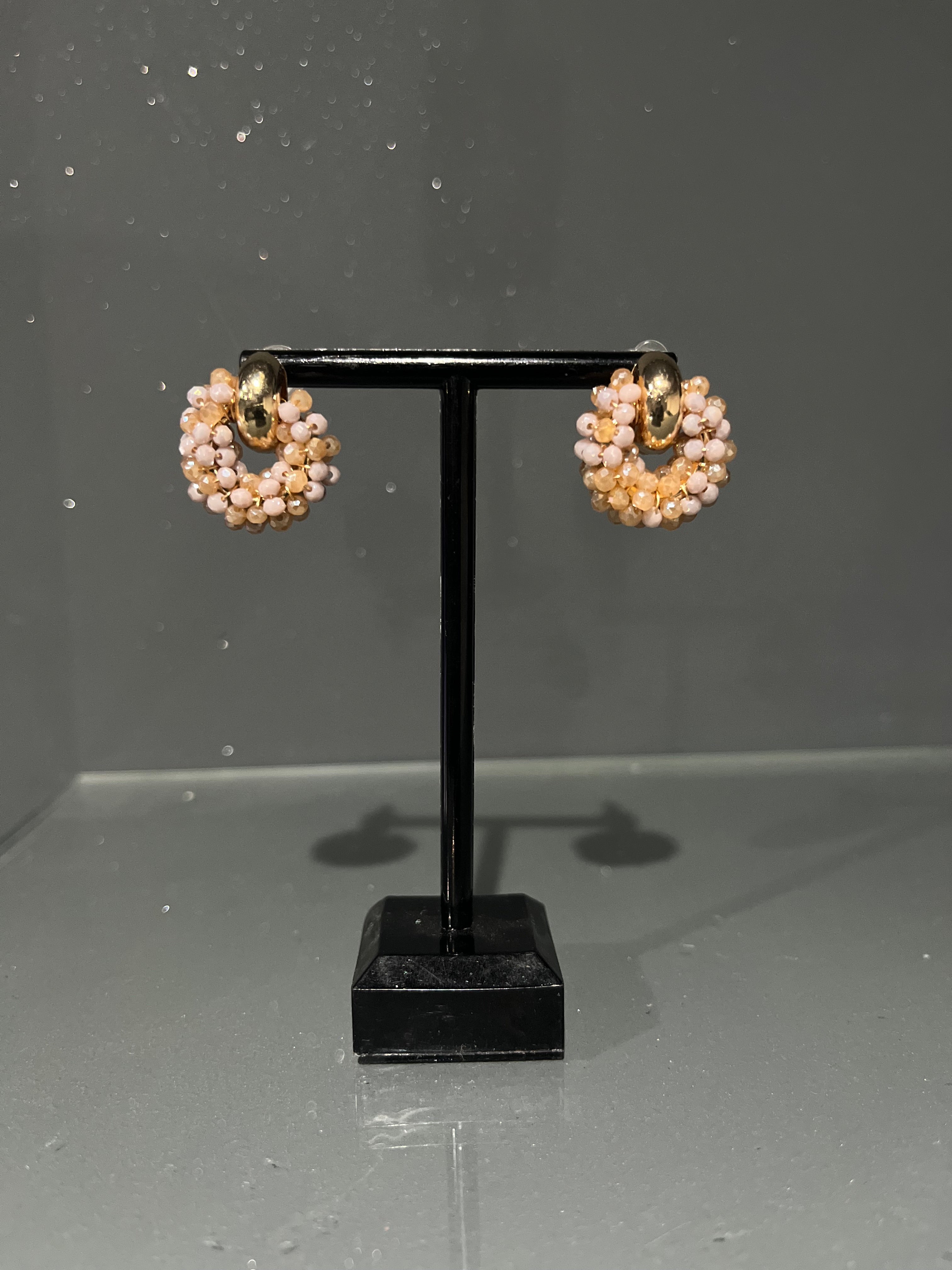 Champagne & Gold Beaded Stud Earring