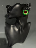 Vintage Green & Red Square Stud Earring