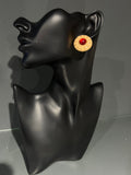 Round Red & Beige Stud Earring