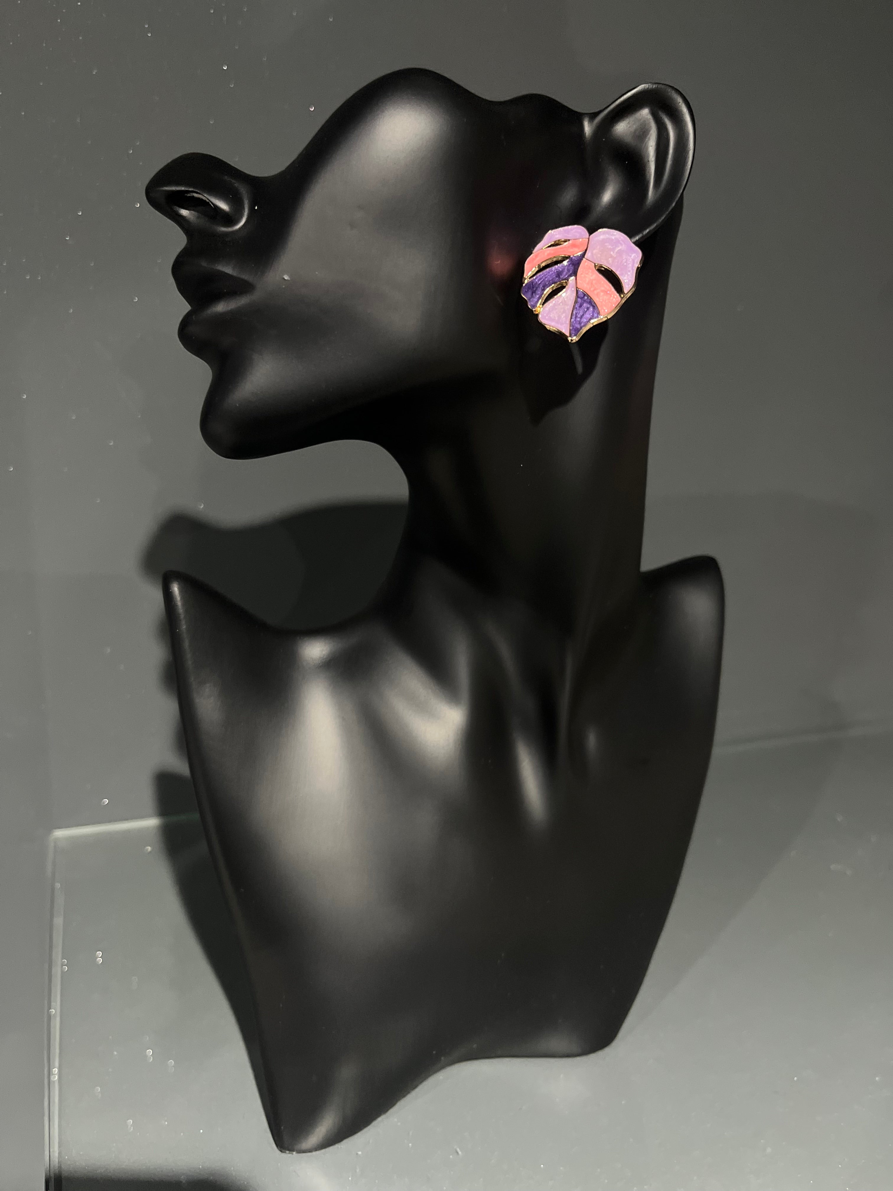 Purple & Pink Leaf Earring