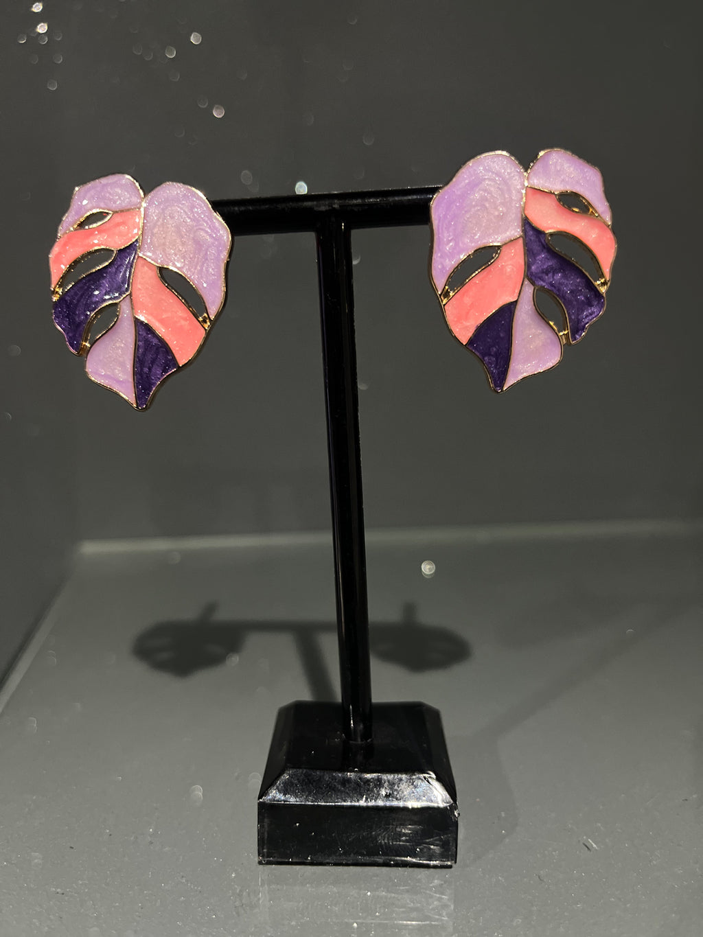 Purple & Pink Leaf Earring