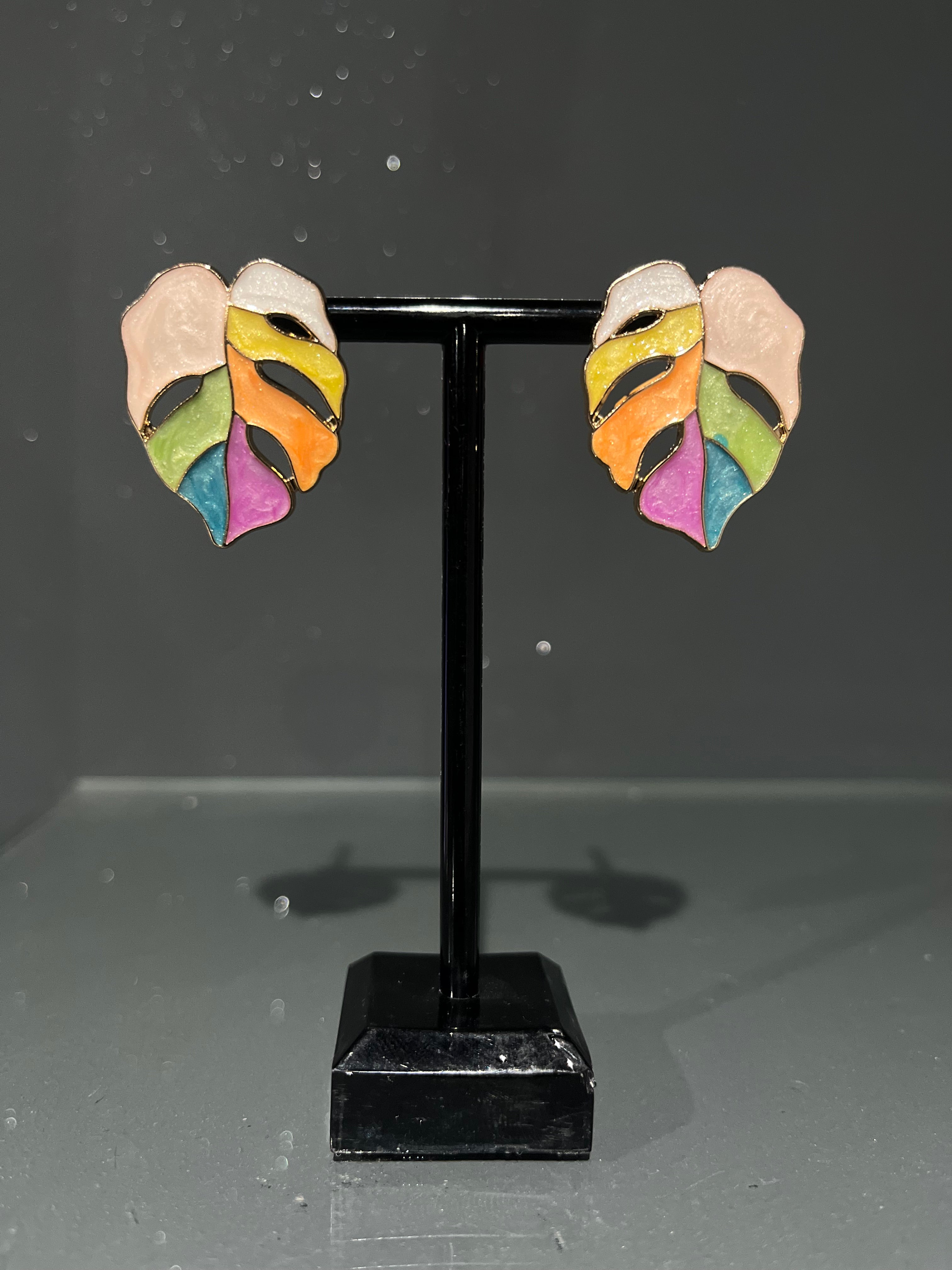 Multicoloured Leaf Earring