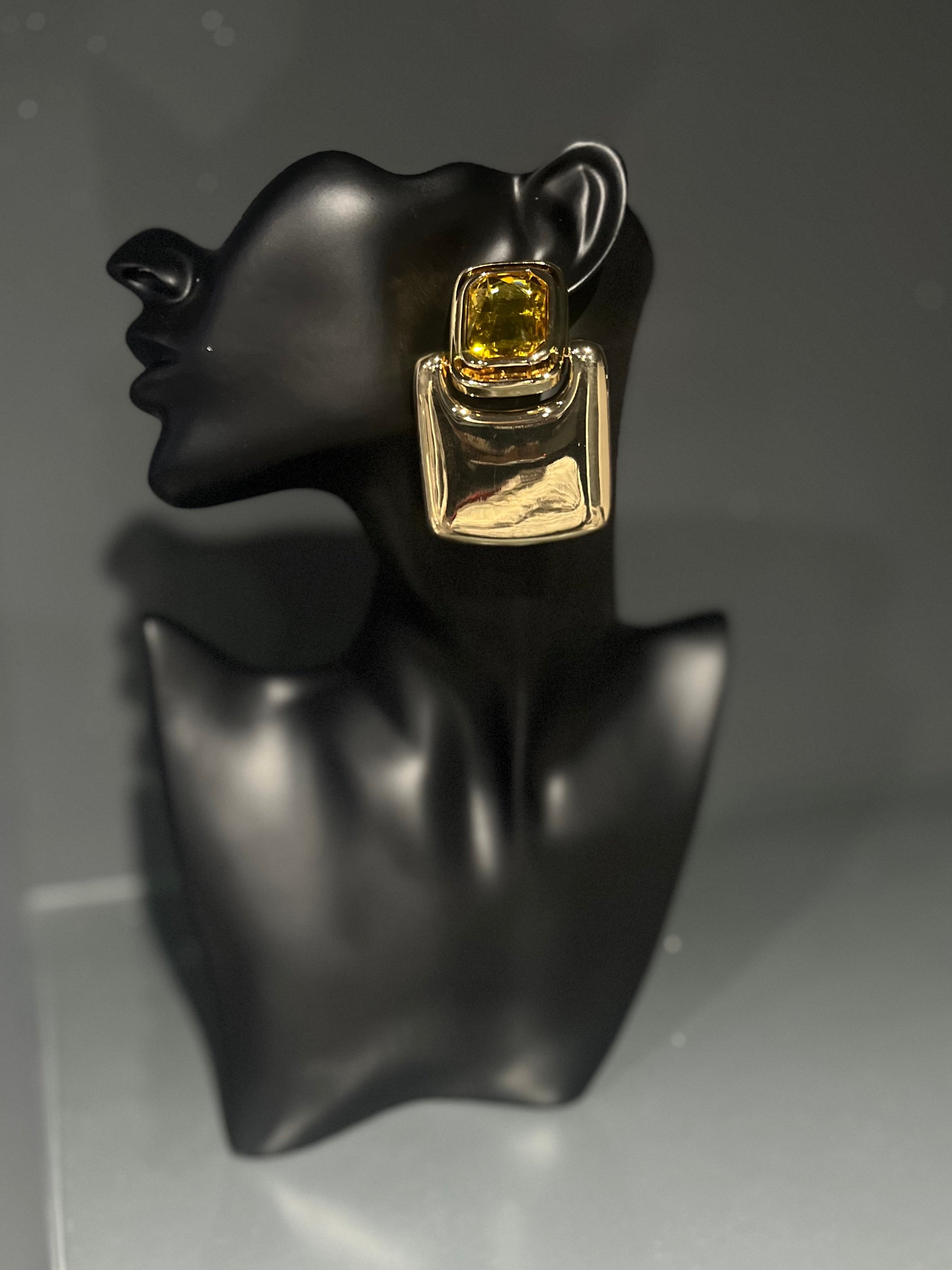 Gold Gem Square Earring