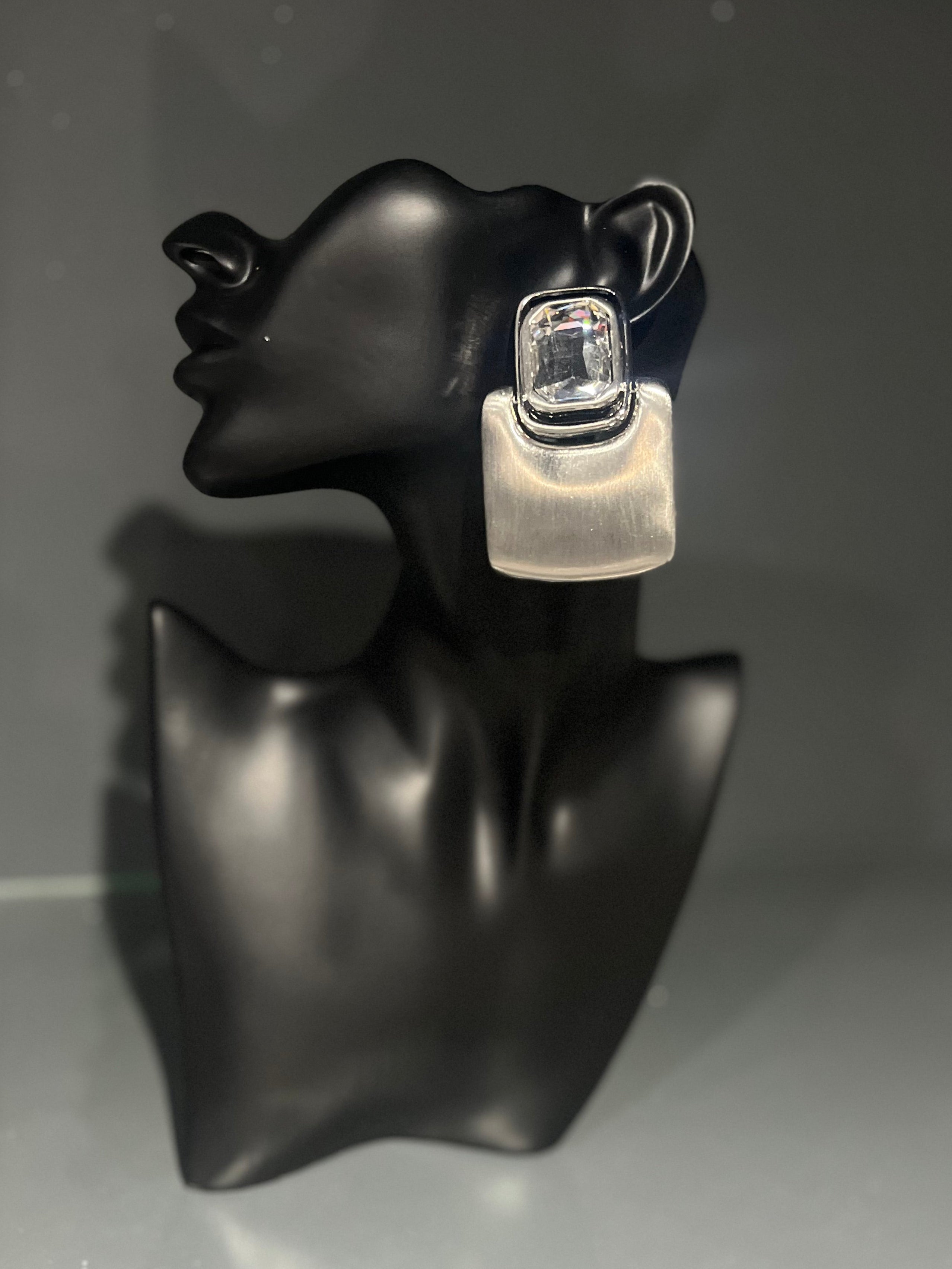 Silver Gem Square Earring