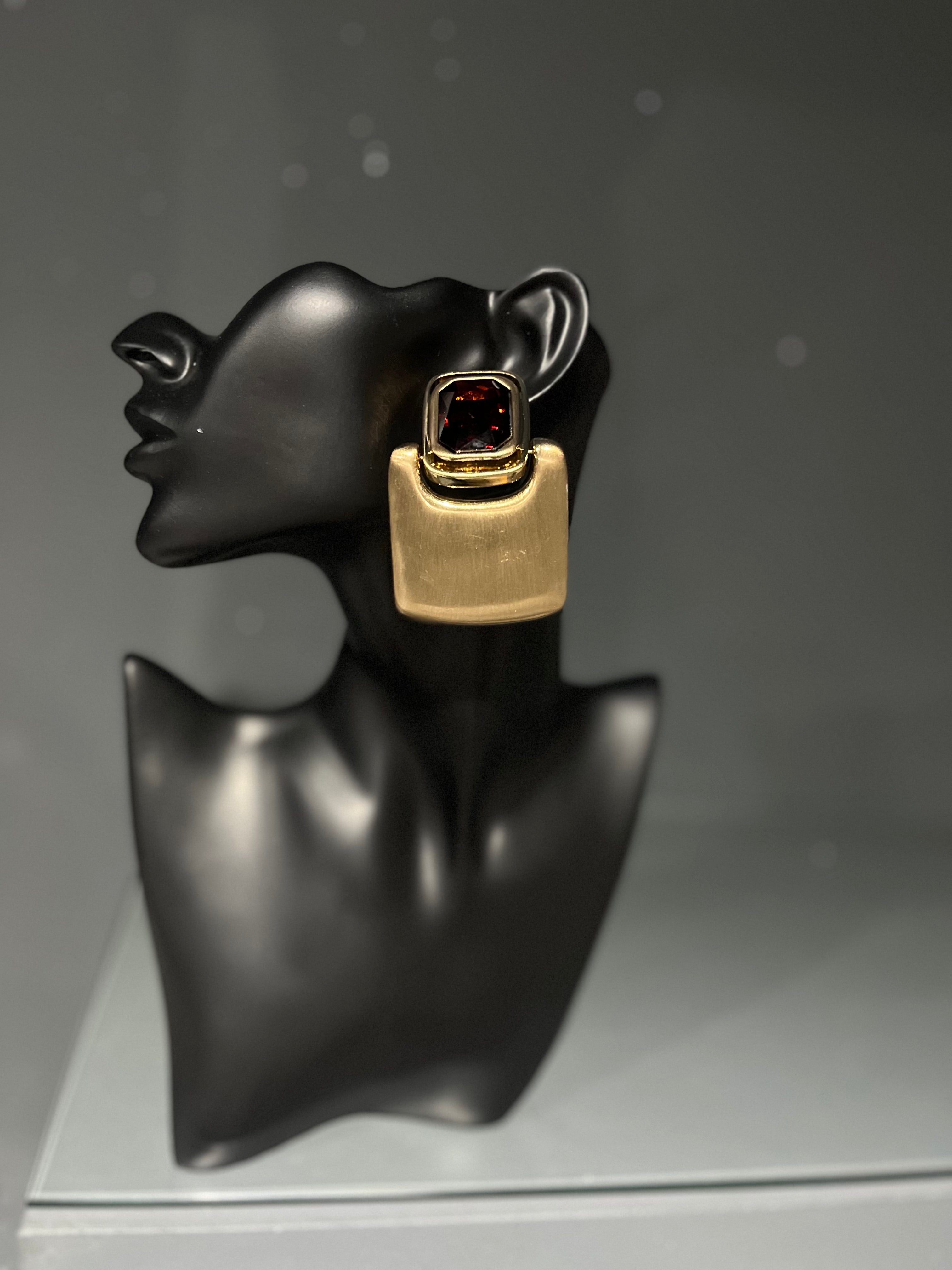 Bronze Gem Square Earring