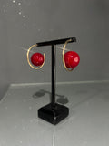 Gold & Red Circle Earring