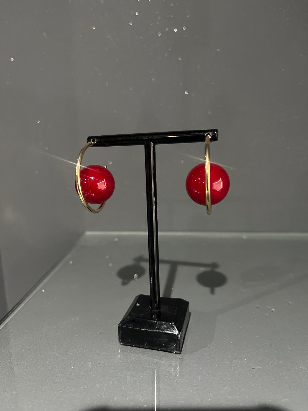 Gold & Red Circle Earring