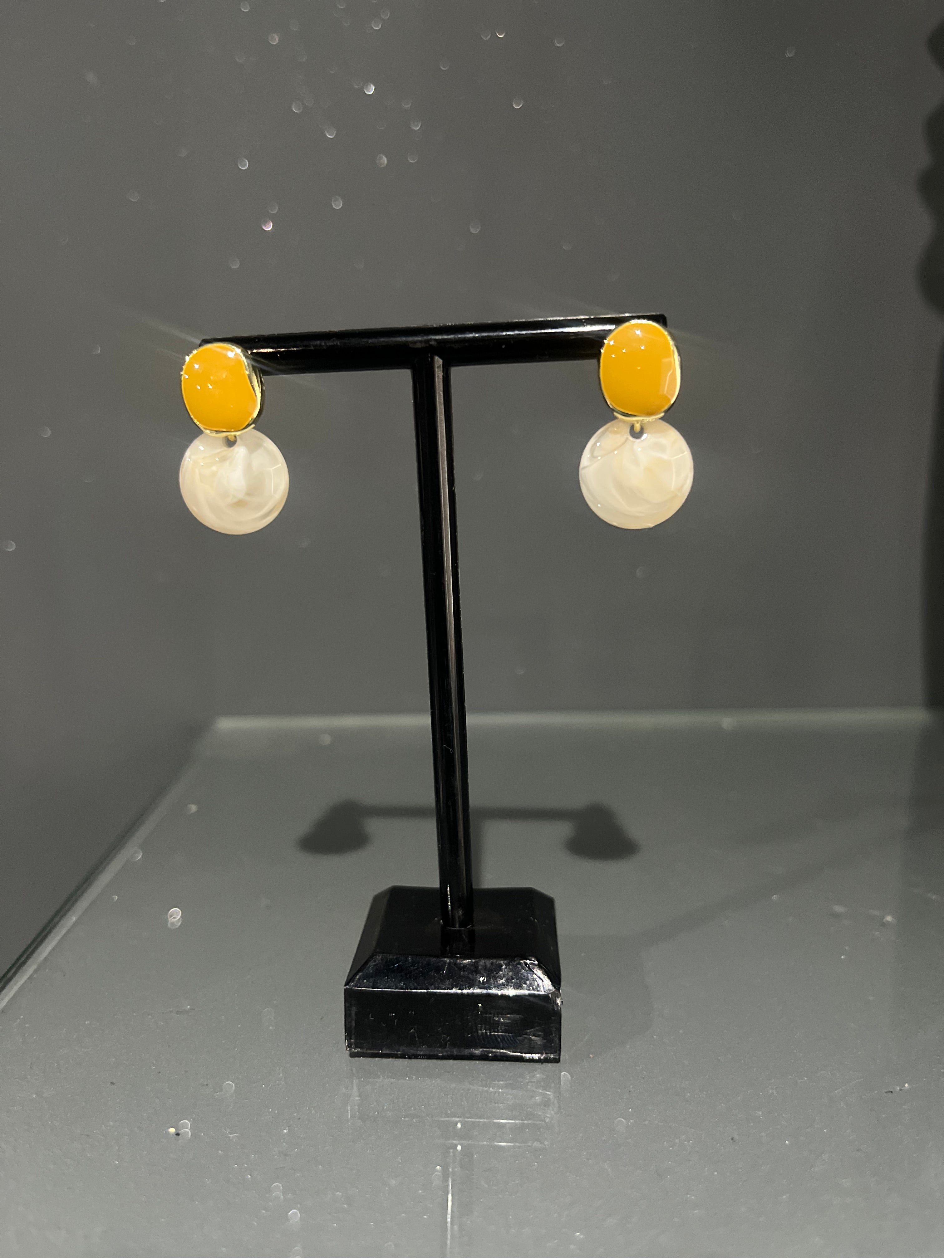Yellow Geometric Resin Earring
