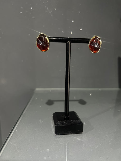 Abstract Brown & Gold Earring
