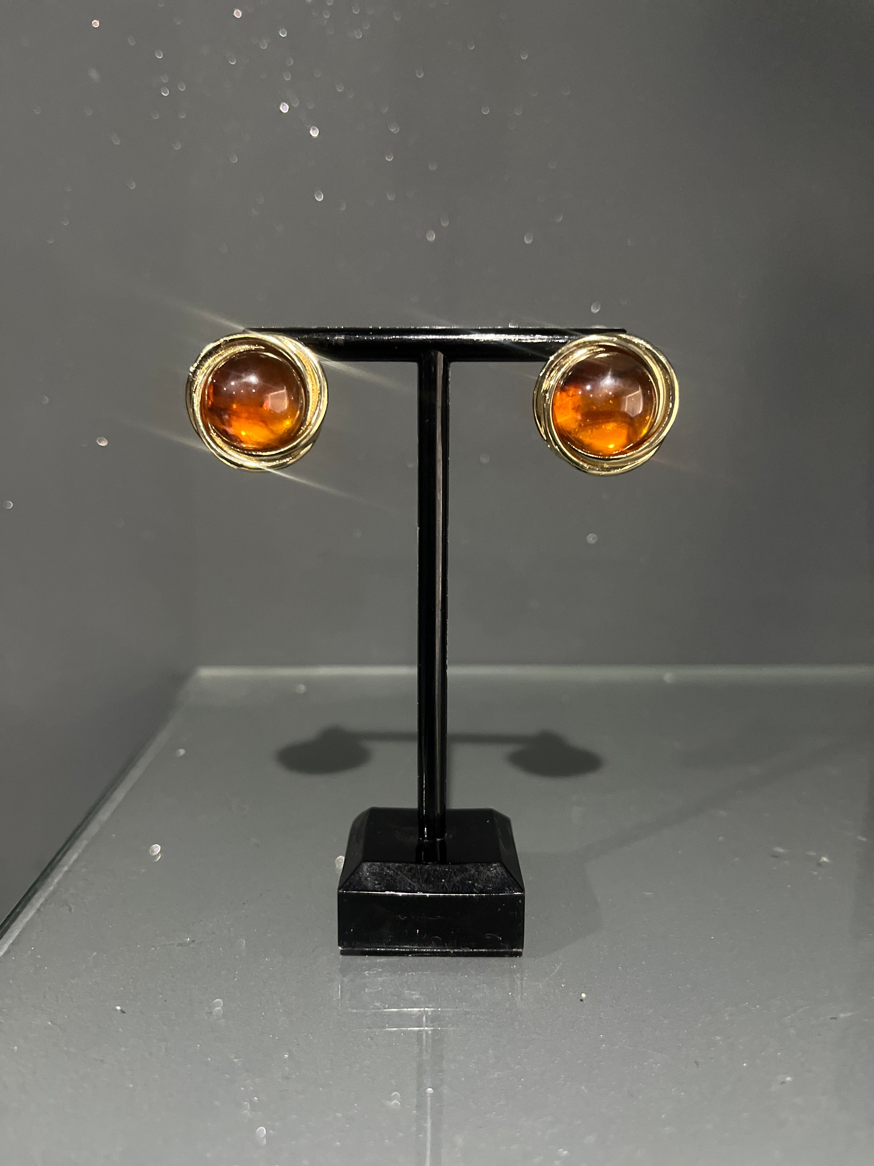 Geometric Brown & Gold Earring