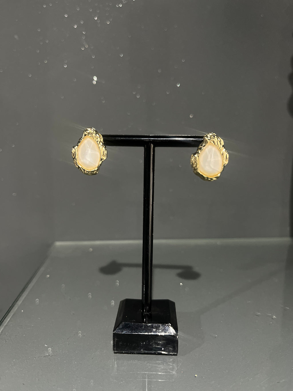 Metallic Beige & Gold Stud Earring