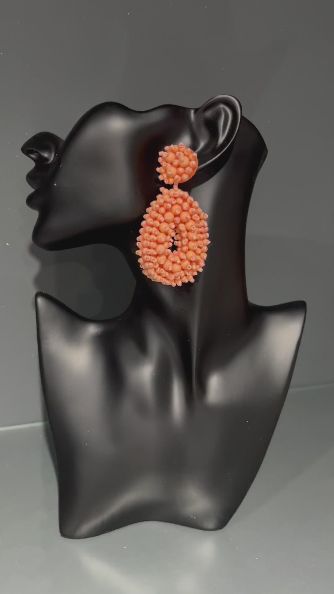 Peach Beaded Drop Earring