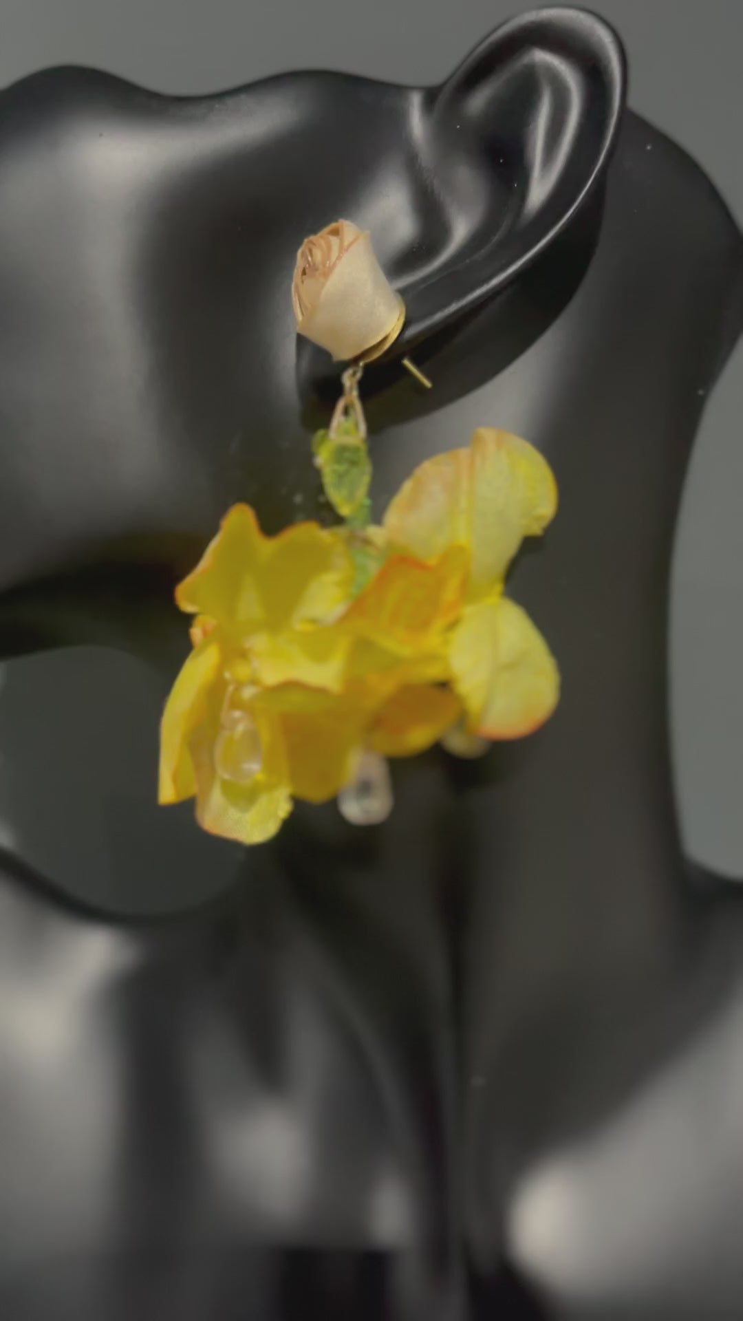 Yellow Rose Gem Flower Earring