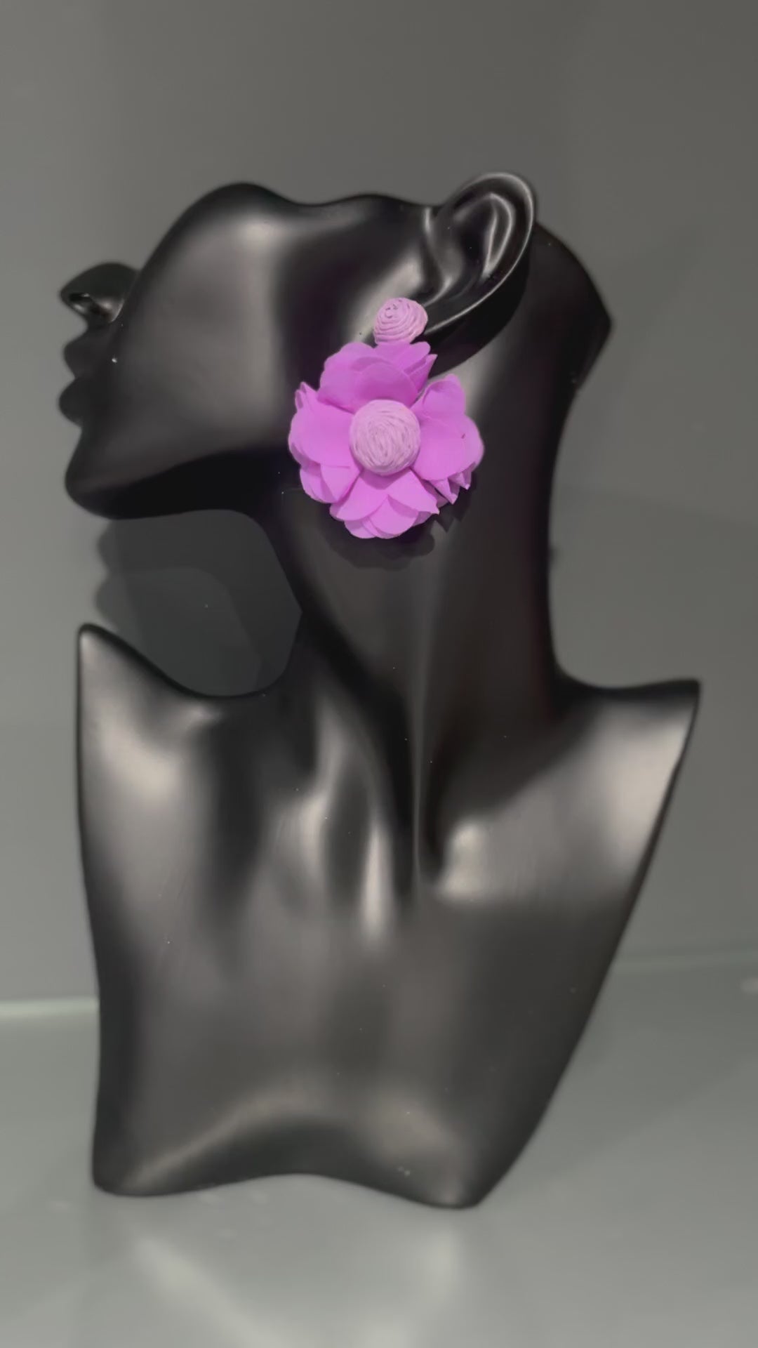 Purple Retro Rose Earring